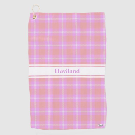 Roze, gepersonaliseerde Golfhanddoek HAMbWG (Voorkant)