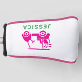Roze gepersonaliseerde golfkar golfheadcover (Voorkant)