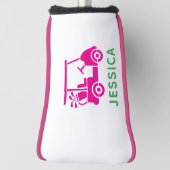 Roze gepersonaliseerde golfkar golfheadcover (Draai 90)