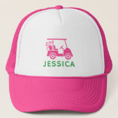 Roze gepersonaliseerde golfkar trucker pet (Voorkant)