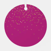 Roze Gepersonaliseerde Gouden Naam Glitter Sparkle Metalen Ornament (Achterkant)