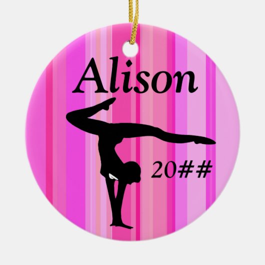  ROZE GEPERSONALISEERDE GYMNAST MEISJE ORNAMENT (Voorkant)