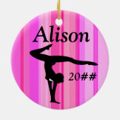  ROZE GEPERSONALISEERDE GYMNAST MEISJE ORNAMENT (Achterkant)