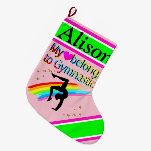  ROZE GEPERSONALISEERDE GYMNAST STOCKING GROTE KERSTSOK (Voorkant (Hangend))