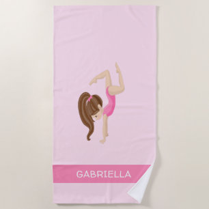 Roze gepersonaliseerde gymnastiek strandlaken