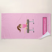 Roze gepersonaliseerde gymnastiek strandlaken (Voorkant)