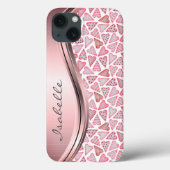 Roze gepersonaliseerde harten Valentijn liefde Case-Mate iPhone Case (Achterkant)