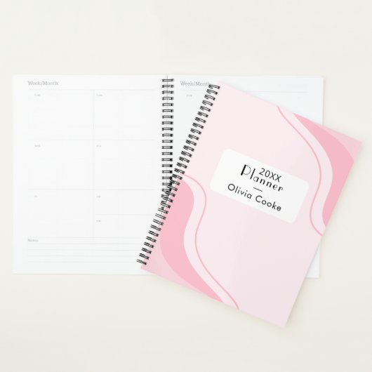 Roze gepersonaliseerde jaarplanner met aangepaste  planner (Display)
