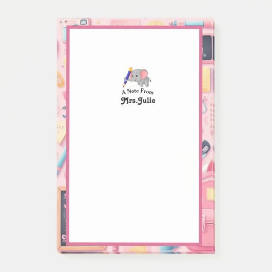  roze gepersonaliseerde lerarennotities post-it® notes (Voorkant)