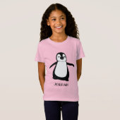 Roze gepersonaliseerde leuke pinguïn illustratie m t-shirt (Voorkant volledig)