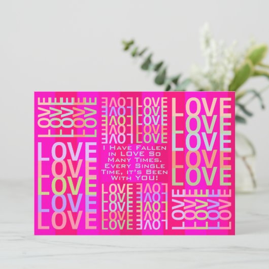 Roze Gepersonaliseerde "LIEFDE" Kaart (Staand voorkant)