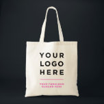 Roze gepersonaliseerde logo en tekst canvas tas<br><div class="desc">Eenvoudige roze professionele Logo Slogan Corporate Promotional canvas tas met een persoonlijke slogan, website, sociale of marketingtekst, perfect voor zakelijke feestjes, werknemers en klanten.</div>