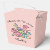 Roze gepersonaliseerde meisjes dinosaurus verjaard bedankdoosjes (Achterkant)