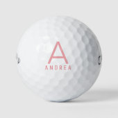 Roze gepersonaliseerde moderne monogram naam golfballen (Voorkant)