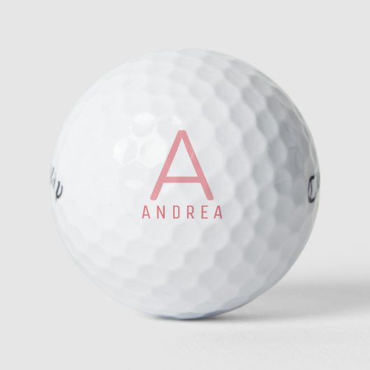 Roze gepersonaliseerde moderne monogram naam golfballen (Voorkant)