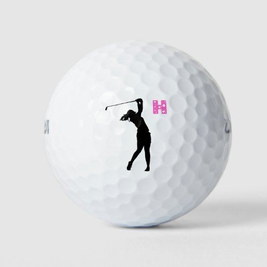 Roze Gepersonaliseerde Monogram Golfballen (Voorkant)
