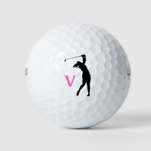 Roze Gepersonaliseerde Monogram Golfballen (Voorkant)