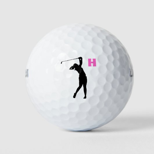 Roze Gepersonaliseerde Monogram Golfballen (Voorkant)