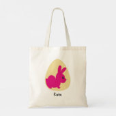 Roze gepersonaliseerde naam Bunny en Paaseieren Tote Bag (Achterkant)
