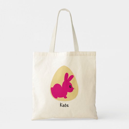 Roze gepersonaliseerde naam Bunny en Paaseieren Tote Bag (Achterkant)