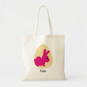 Roze gepersonaliseerde naam Bunny en Paaseieren Tote Bag (Voorkant)