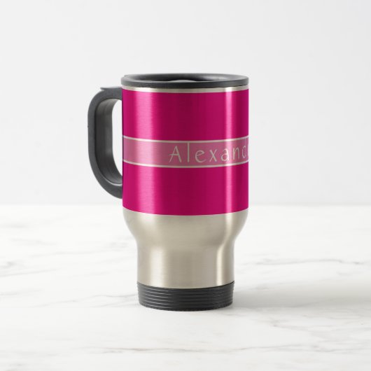 Roze gepersonaliseerde naam reisbeker (Voorkant links)