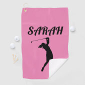 ROZE GEPERSONALISEERDE NAAM TOEVOEGEN GOLF HANDDOE GOLFHANDDOEK (Insitu)