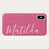 Roze gepersonaliseerde naamscript voor Glitter Case-Mate iPhone Case (Achterkant (horizontaal))