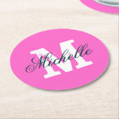 Roze gepersonaliseerde onderzetters voor rond mono (Gebogen)