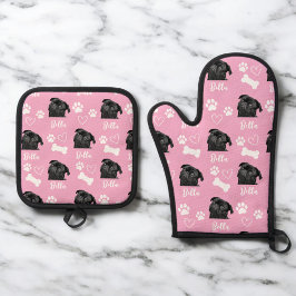 Roze Gepersonaliseerde Pet Photo Hondenliefhebber  Ovenwant & Pannenlap Set