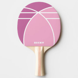 Roze gepersonaliseerde pingpongbat met naam tafeltennisbatje