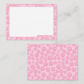 Roze gepersonaliseerde Preppy Note Cards Notitiekaartje (Voorkant / Achterkant)