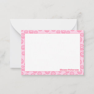 Roze gepersonaliseerde Preppy Note Cards Notitiekaartje