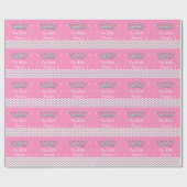 Roze gepersonaliseerde prinses Gift Wrapping Paper Cadeaupapier (Vlak)