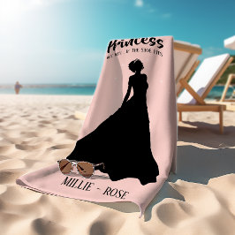 Roze gepersonaliseerde prinses | Indien de schoen  Badhanddoek