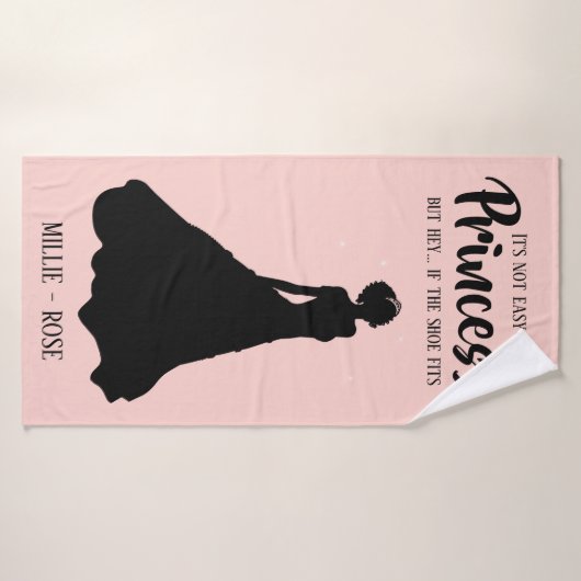 Roze gepersonaliseerde prinses | Indien de schoen  Badhanddoek (Badhanddoek)