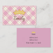 Roze gepersonaliseerde prinses Roze kaart Visitekaartje (Voorkant / Achterkant)