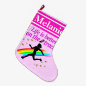 ROZE GEPERSONALISEERDE RUNNER KERSTKOUS GROTE KERSTSOK (Voorkant (Hangend))