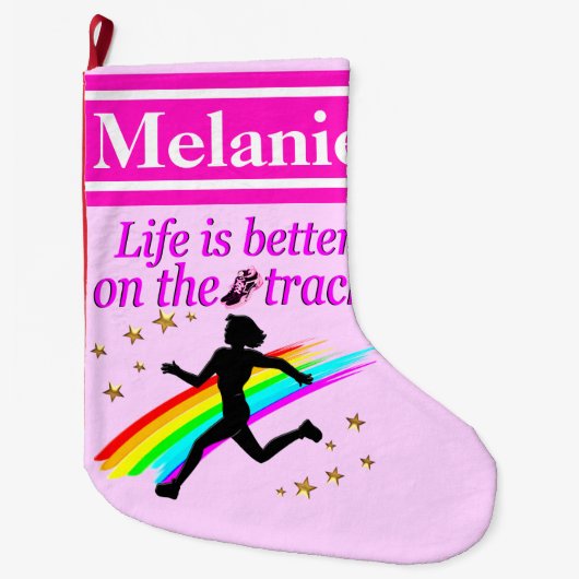 ROZE GEPERSONALISEERDE RUNNER KERSTKOUS GROTE KERSTSOK (Voorkant)