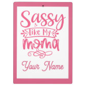 Roze gepersonaliseerde "Sassy Moma" Klembord (Achterkant)