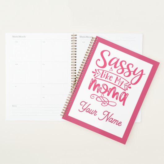 Roze gepersonaliseerde "Sassy Moma" Planner (Display)