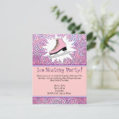Roze gepersonaliseerde schaatspartij uitnodiging (Staand voorkant)