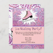 Roze gepersonaliseerde schaatspartij uitnodiging (Voorkant / Achterkant)