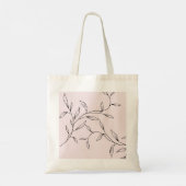 Roze gepersonaliseerde Script lijn Art Foliage Tote Bag (Achterkant)
