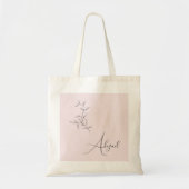 Roze Gepersonaliseerde Script Lijn Kunst Loof Tote Bag (Voorkant)