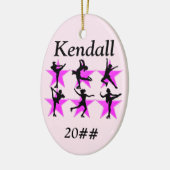  ROZE GEPERSONALISEERDE SKATER MEISJE ORNAMENT (Links)