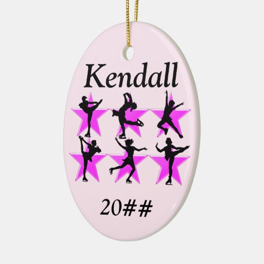  ROZE GEPERSONALISEERDE SKATER MEISJE ORNAMENT (Links)