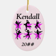  ROZE GEPERSONALISEERDE SKATER MEISJE ORNAMENT