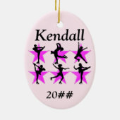  ROZE GEPERSONALISEERDE SKATER MEISJE ORNAMENT (Achterkant)