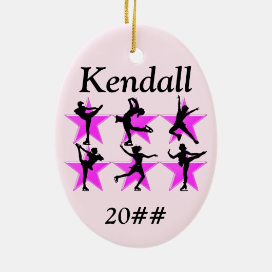  ROZE GEPERSONALISEERDE SKATER MEISJE ORNAMENT (Achterkant)